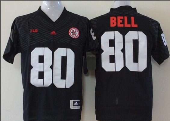 Men Nebraska Huskers #80 Bell Black NCAA jerseys->ncaa teams->NCAA Jersey